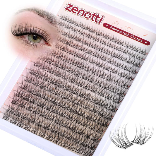 Lash Clusters Natural Look Cluster Eyelash Extensions Wispy Lashes Extensions 8-16mm DIY Individual Lashes 180PCS Thin Band Eyelashes Cluster by zenotti