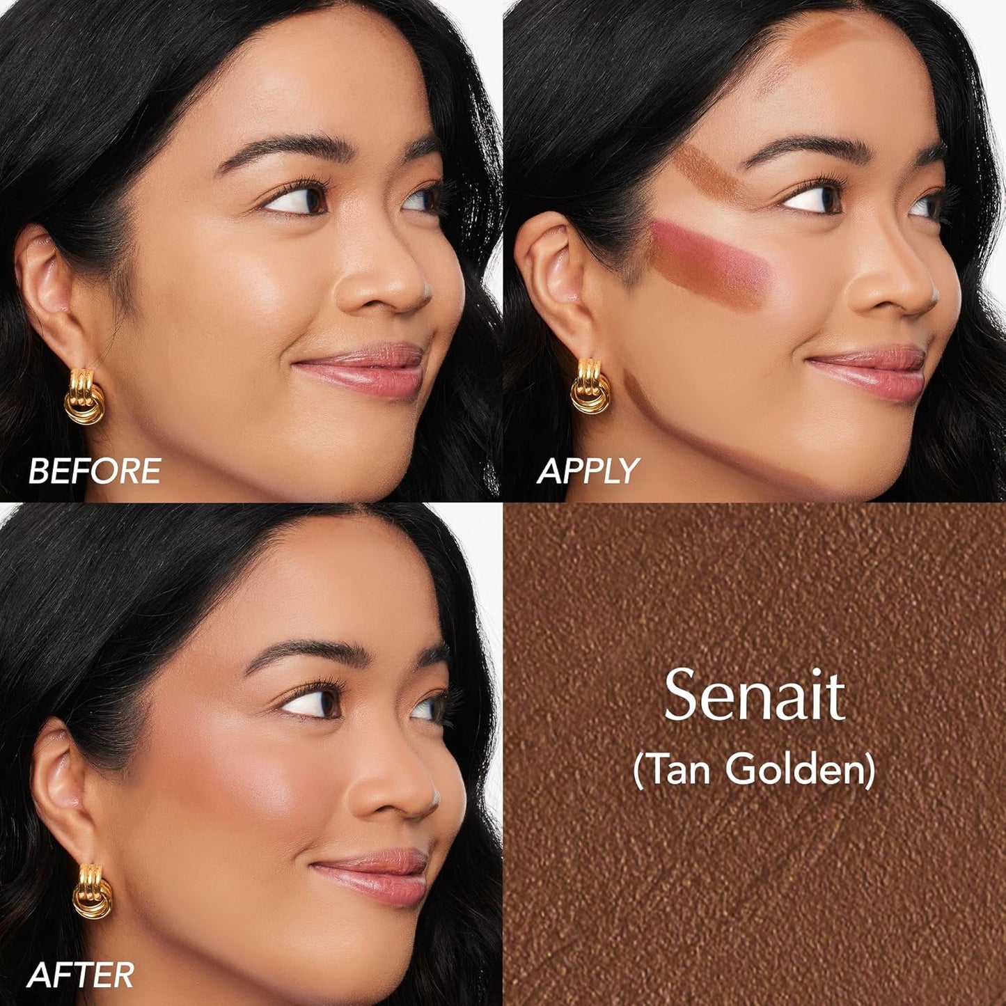 Thrive Causemetics Triple Threat Color Stick: Cream Bronzer & Contour Stick with Vitamin E, Evening Primrose Oil, Waterproof Smudge Proof Face Makeup Formula, Senait (Tan Golden)