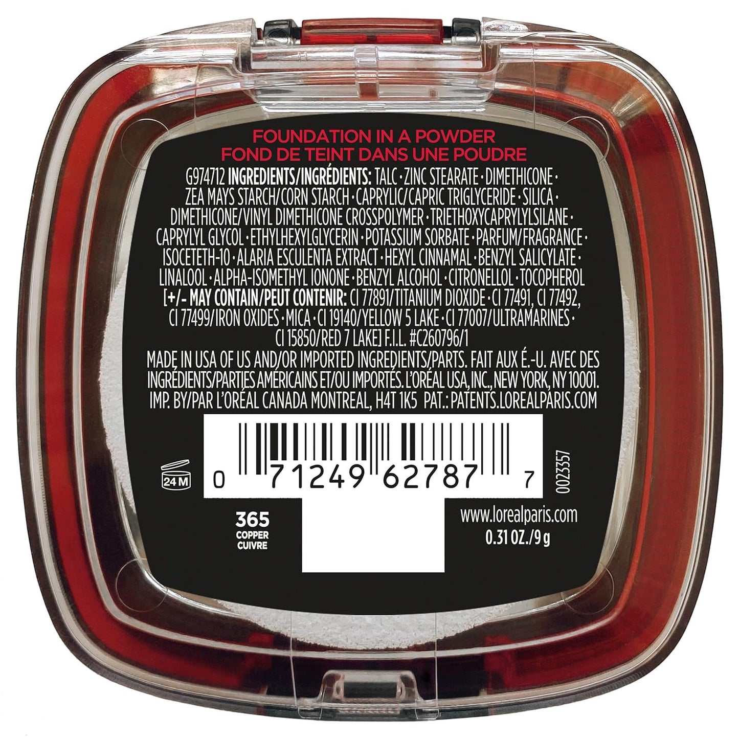 L'Oreal Paris Makeup Infallible Fresh Wear Foundation in a Powder, Up to 24H Wear, Waterproof, Copper, 0.31 oz.