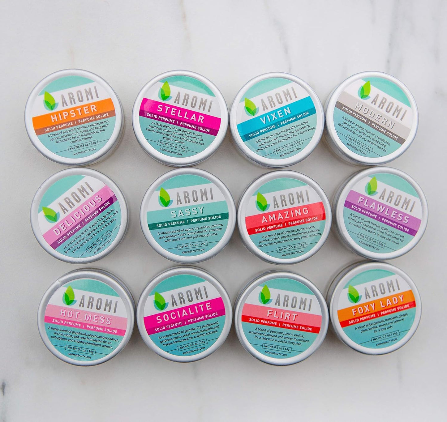 Aromi Delicious Solid Perfume | Honeysuckle, Tuberose, and Gardenia Fragrance, Vegan, Cruelty-free, Wax Scent, Travel, Women's Gift, Handmade (Delicious)