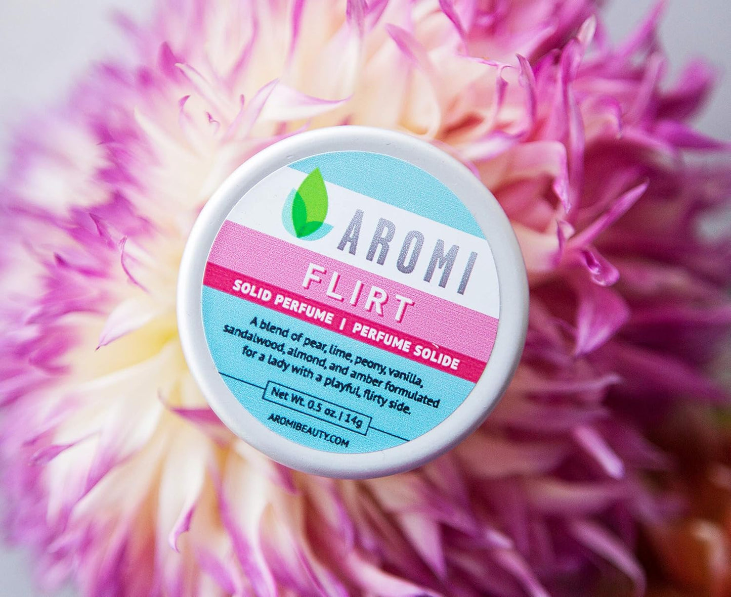 Aromi Flirt Solid Perfume | Floral, Woodsy Fragrance, Vegan, Cruelty-free, Almond, Peony, Vanilla Scent, Wax-Based, Women's Gift, Travel, Handmade (Flirt)