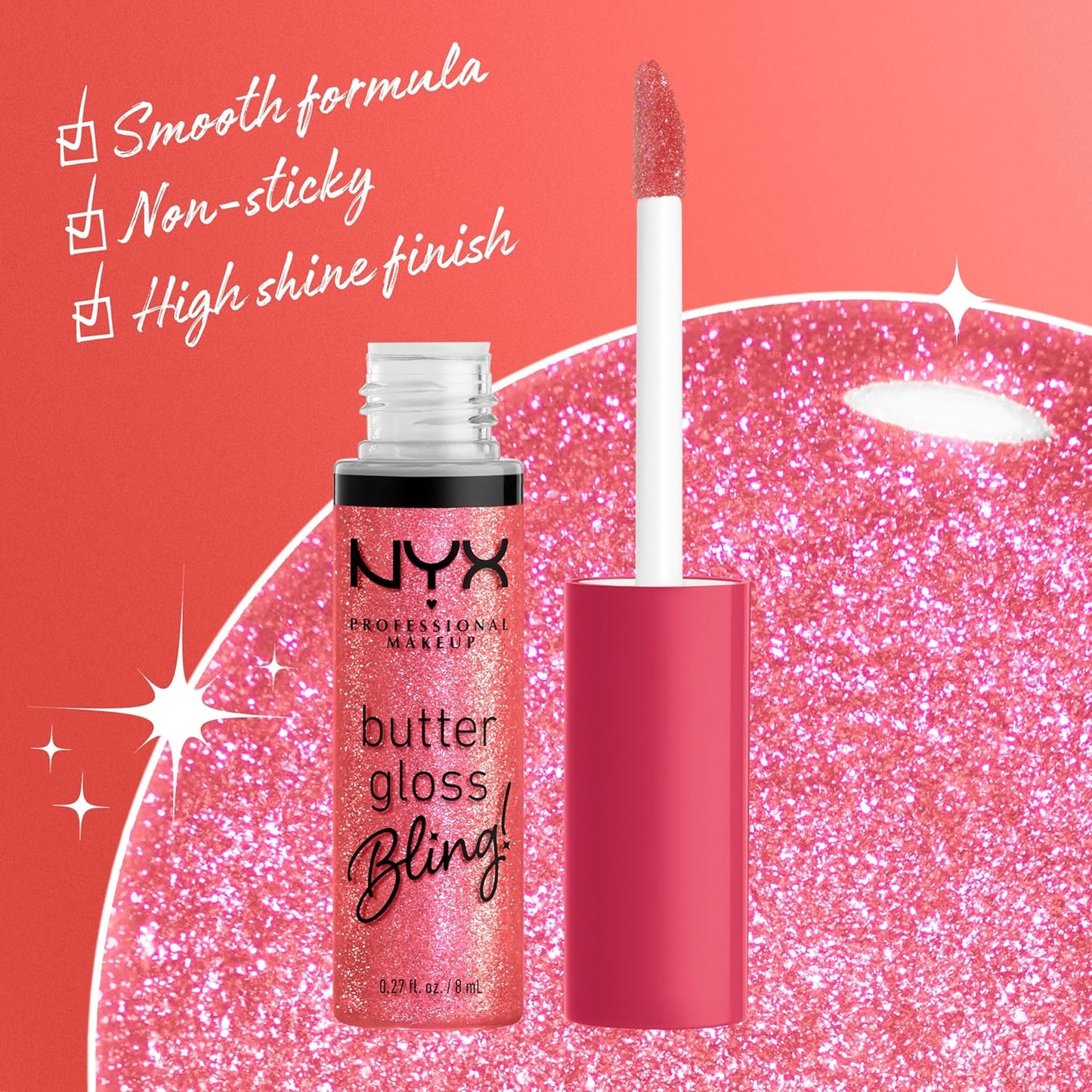 NYX PROFESSIONAL MAKEUP Butter Gloss Bling Lip Gloss, Non Sticky and Shiny Vegan Lip Makeup - She Got Money