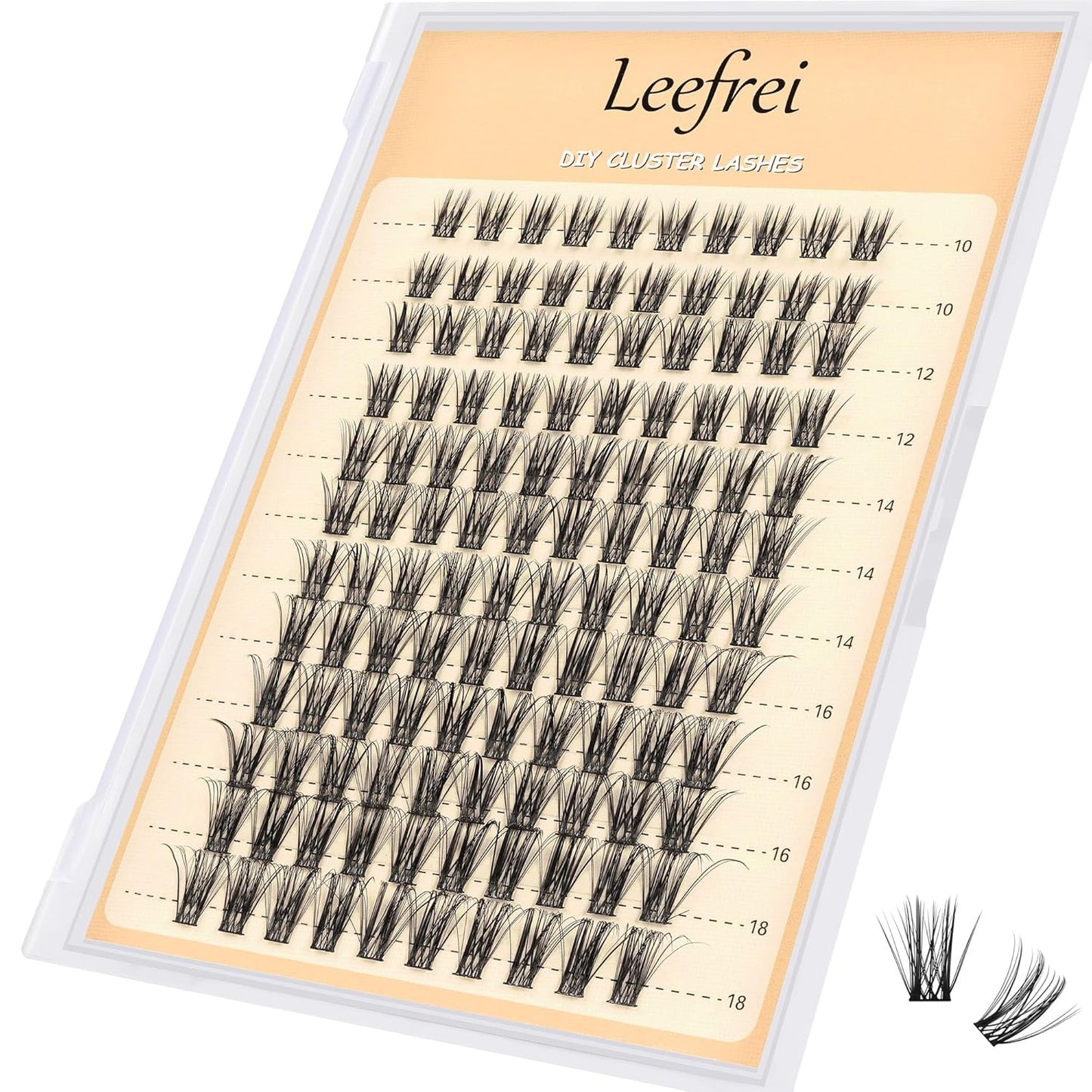 Eyelash Clusters 10-18mm Wispy Eyelash Clusters D Curl DIY Cluster Lash Extension Kit Individual Lashes Kit With Bond & Seal, Glue Remover, Tweezers(LF03 Lashes Set)