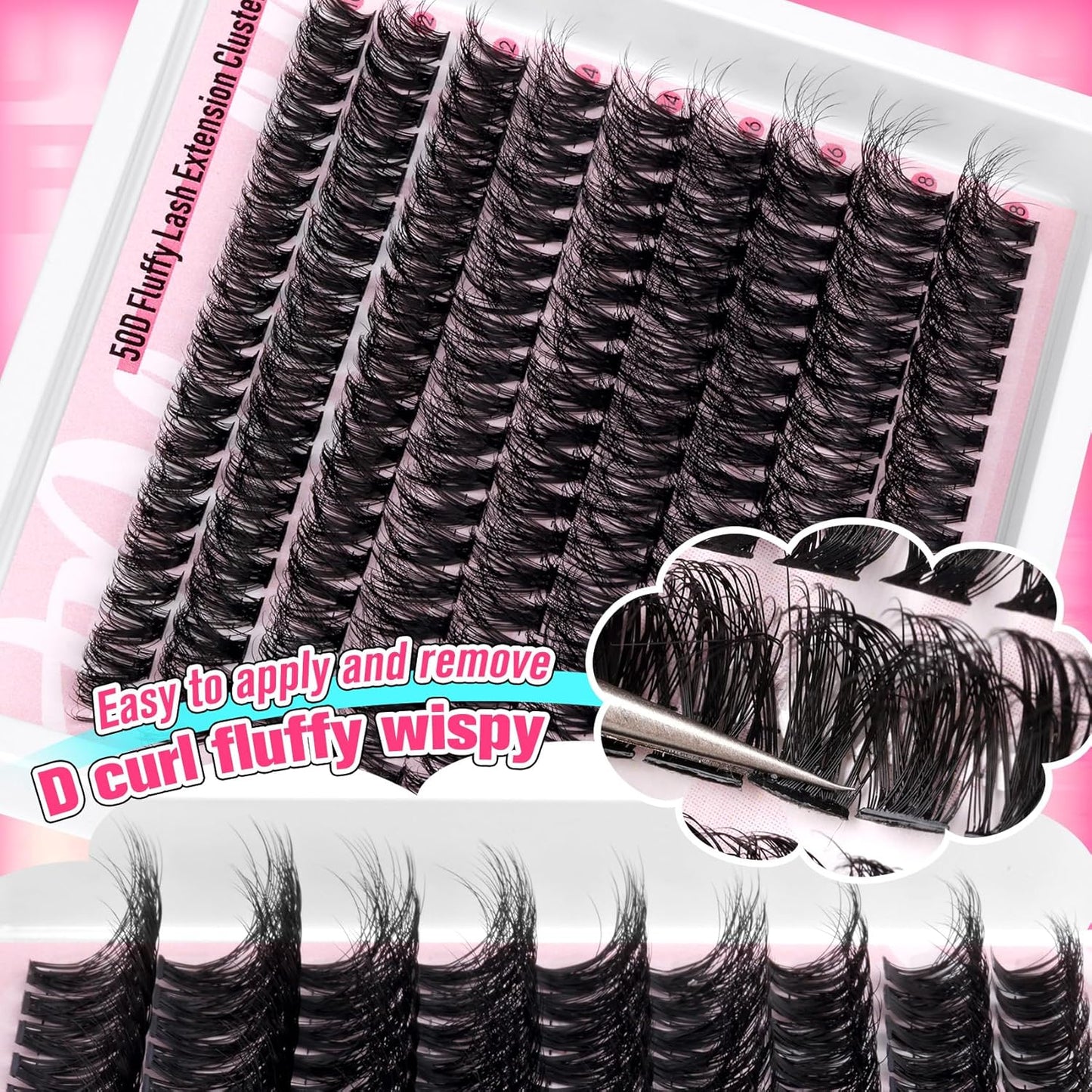 Fluffy Lash Clusters Wispy Eyelash Extension 10-18MM 180Pcs Individual Lashes Clusters Natural Eyelashes Extensions DIY at Home by Pleell