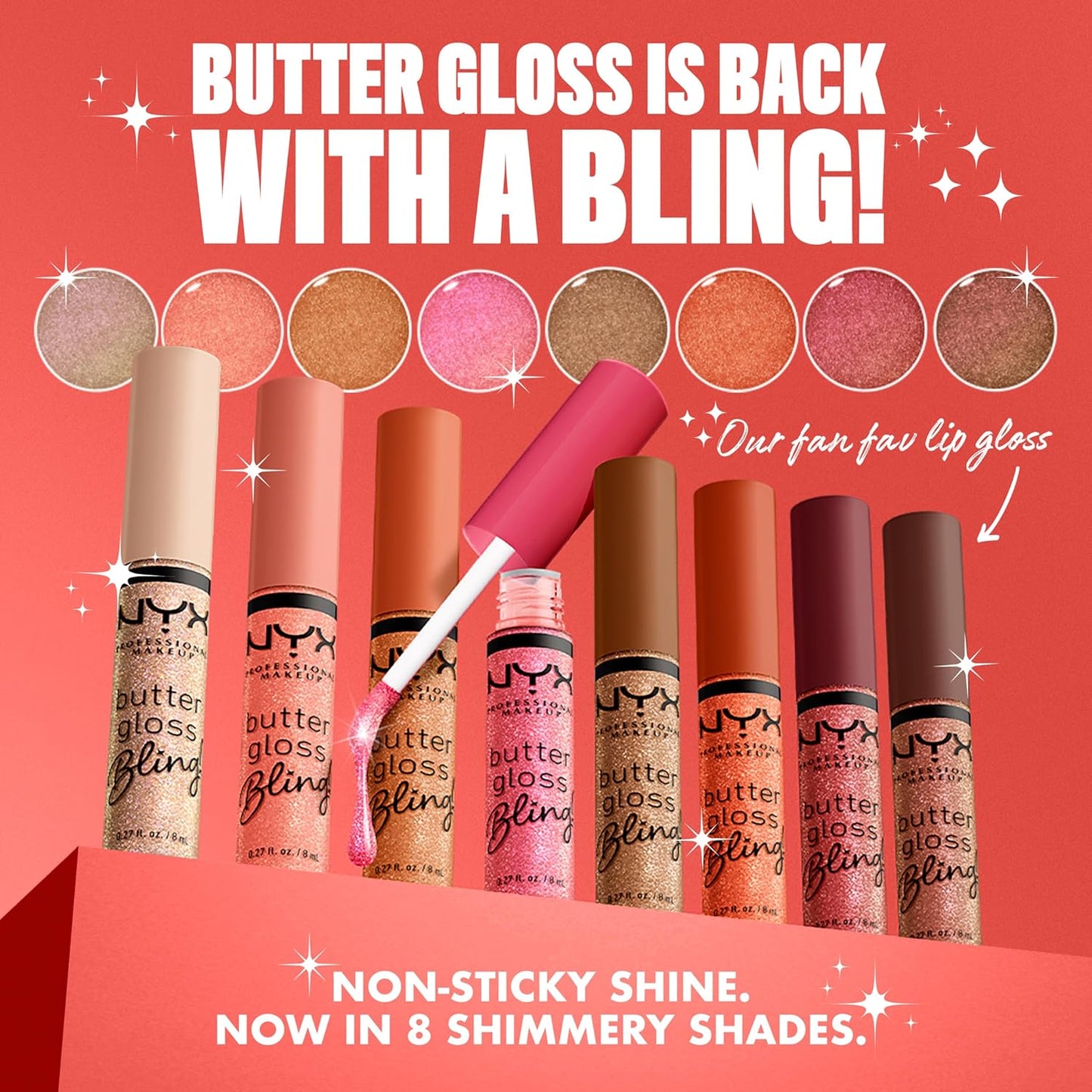 NYX PROFESSIONAL MAKEUP Butter Gloss Bling Lip Gloss, Non Sticky and Shiny Vegan Lip Makeup - Dripped Out