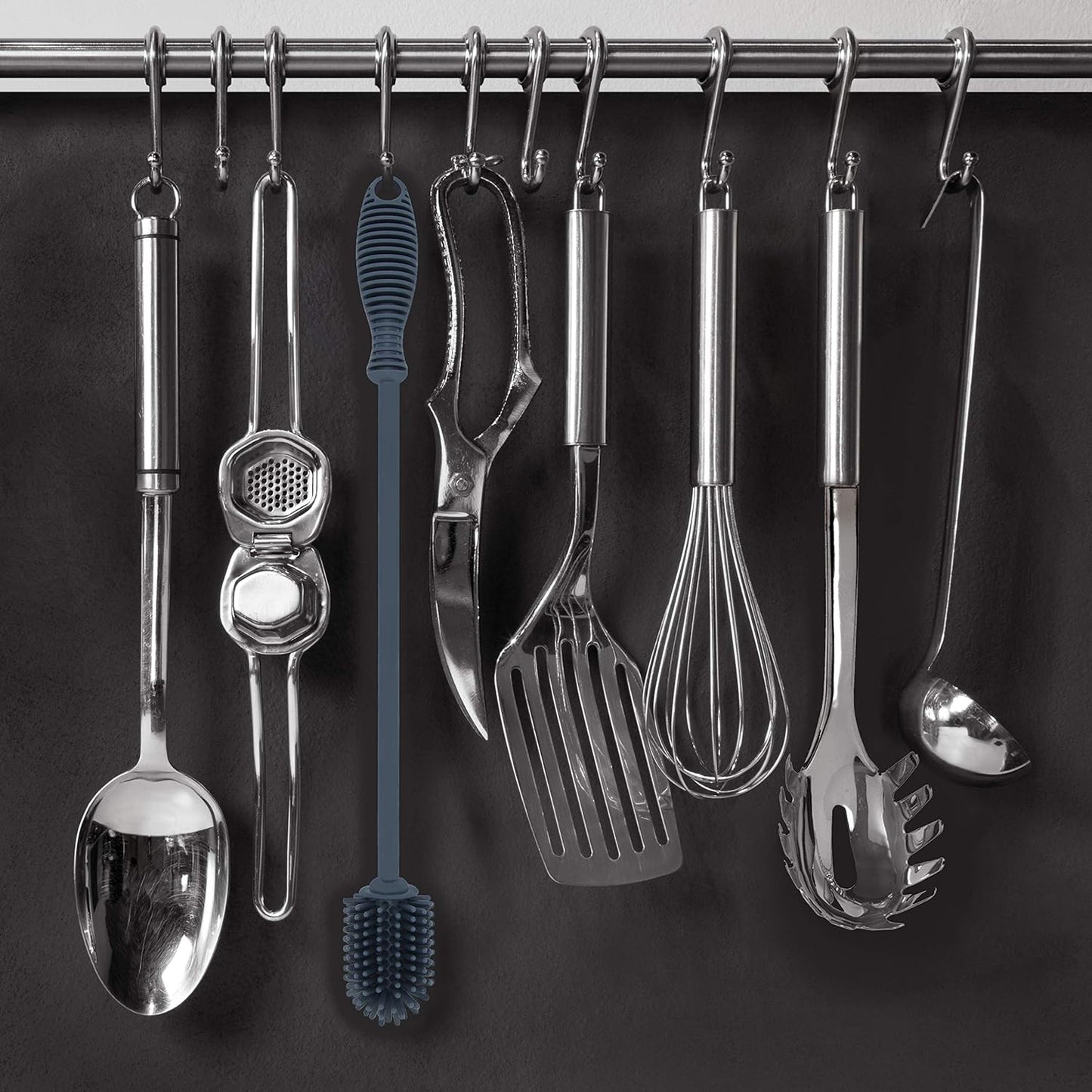 12.5" Silicone Bottle Brush & Straw Cleaner Brush Set | Water Bottle Cleaner for Hydro Flasks, Tumblers, Glassware, Vases and Narrow Neck Containers