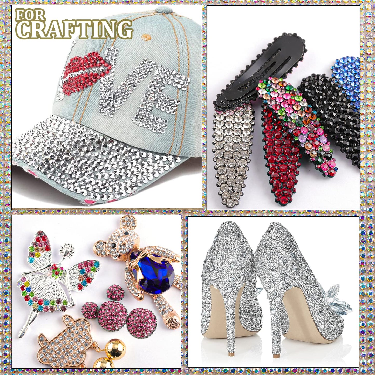 Two Packs of Flatback Rhinestones 4520 Pcs Colorful Nail Art Rhinestones Flatback Crystal Colorful+Transparent White Rhinestone with Picker Pencil and Tweezer for Nail Art and Decoration