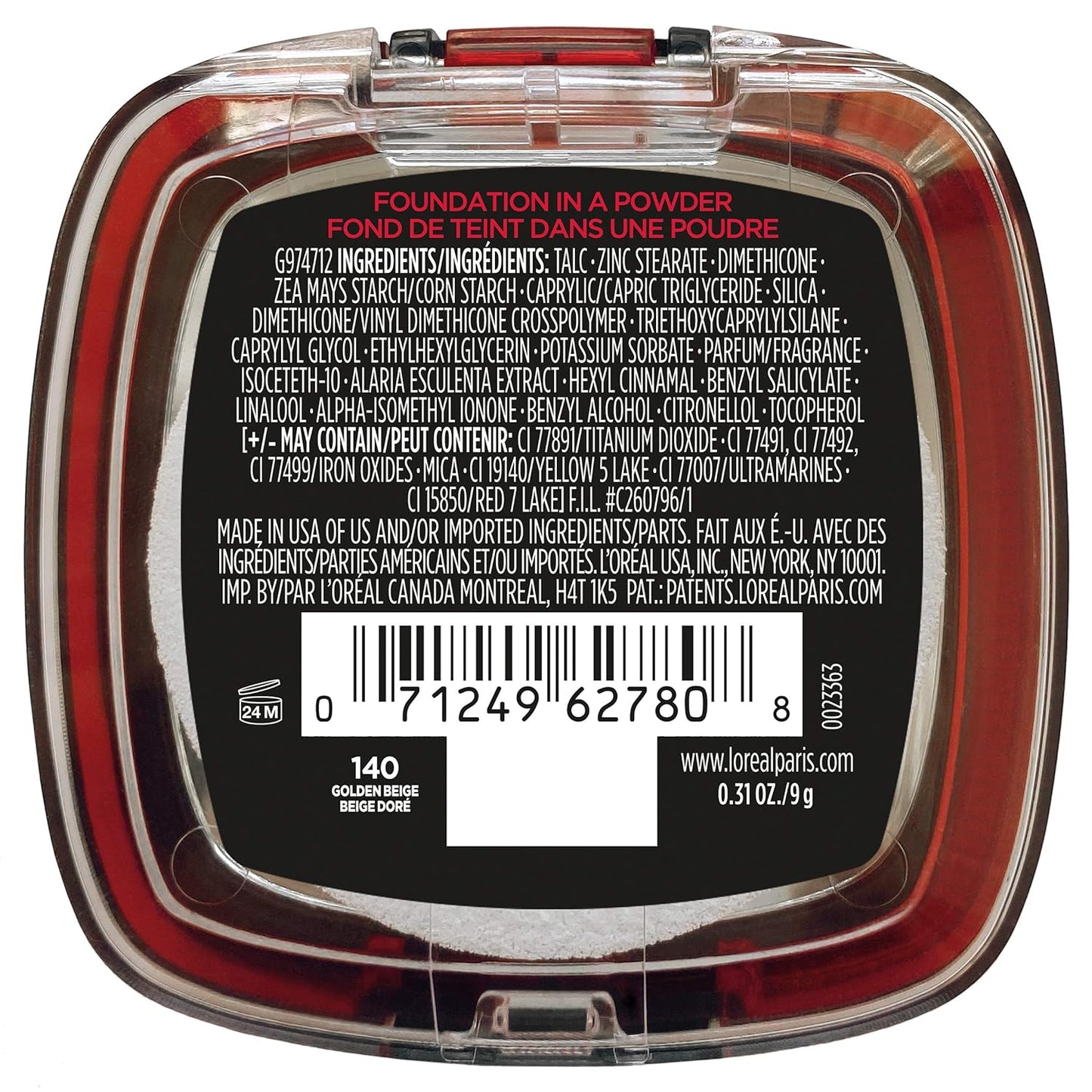 L'Oreal Paris Makeup Infallible Fresh Wear Foundation in a Powder, Up to 24H Wear, Waterproof, Golden Beige, 0.31 oz.