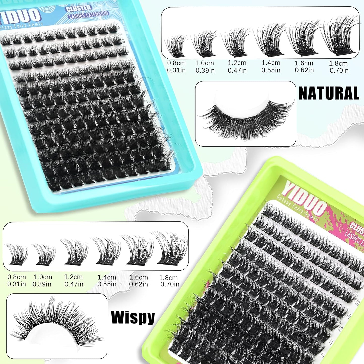 3 Styles Lash Clusters Kit Bulk Packs with 2×Bond&Seal Volume/Manga/ultra/Dramatic Eyelash Extensions 8-18mm lashes Clusters Kit Wispy D Curl Individual Fake Eyelashes Kit DIY at Home Easily