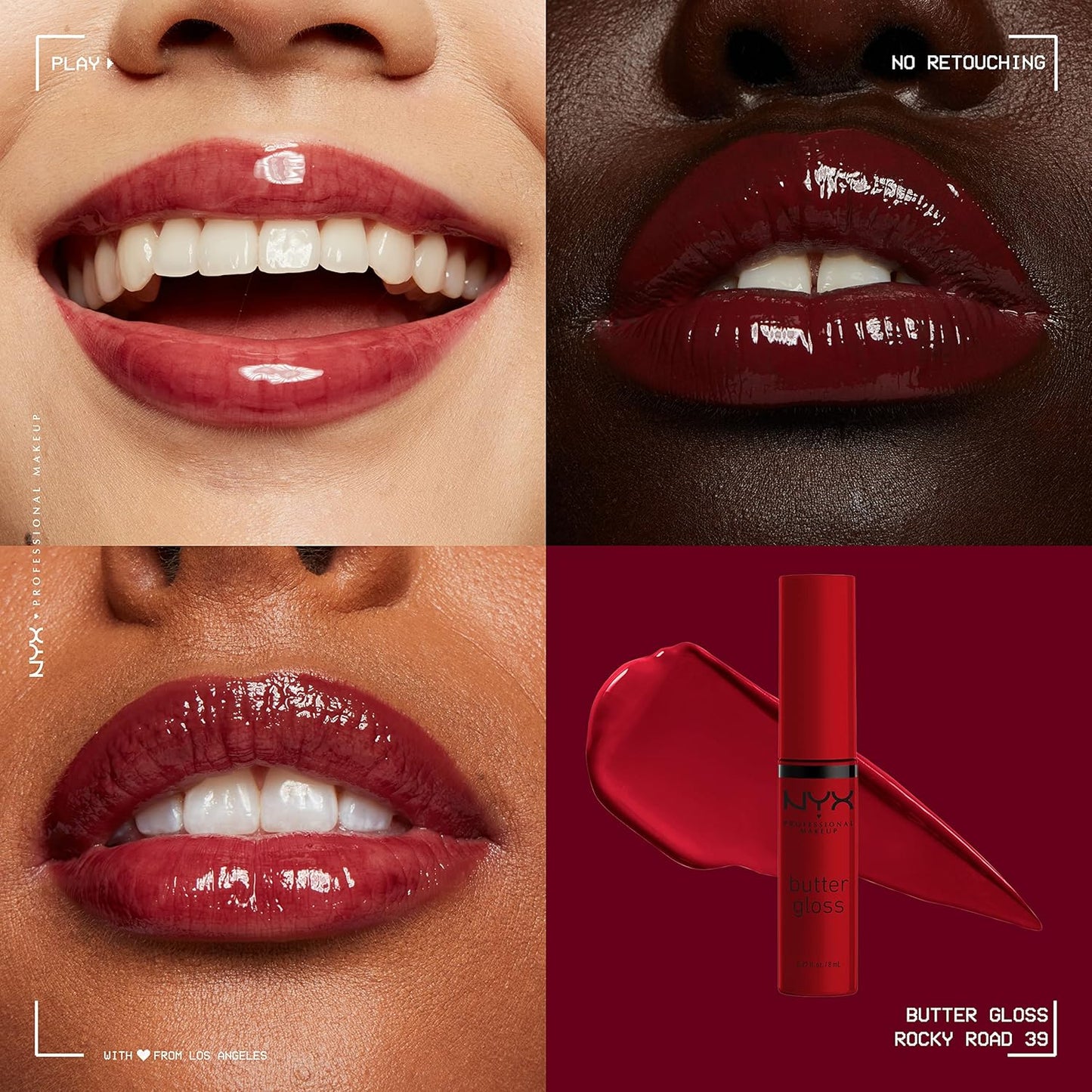 NYX PROFESSIONAL MAKEUP Butter Gloss, Non-Sticky Lip Gloss - Rocky Road (Wine)