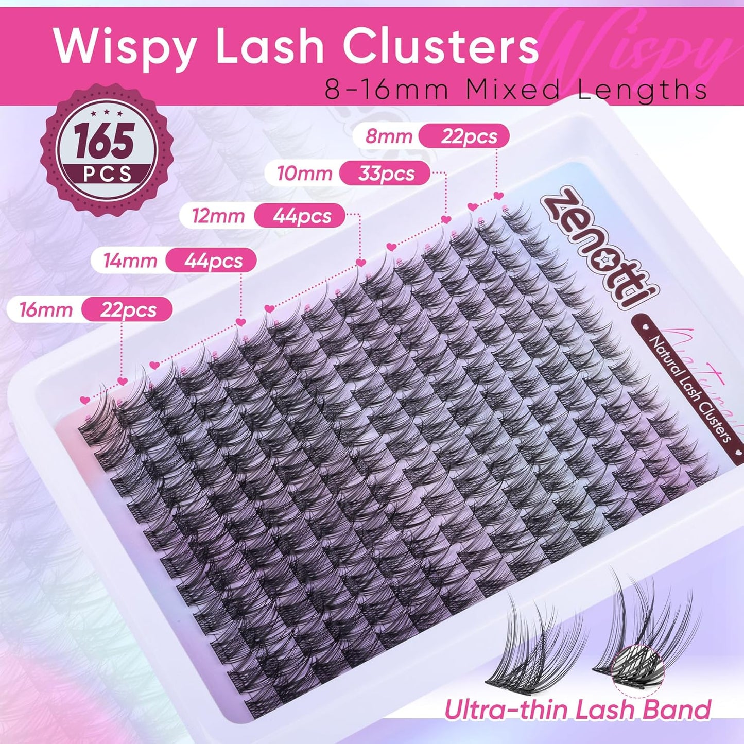 Wispy Lash Clusters Natural Eyelash Extensions Pestañas Postizas Naturales C Curly Individual Lashes 8-16mm DIY Lash Extension by zenotti