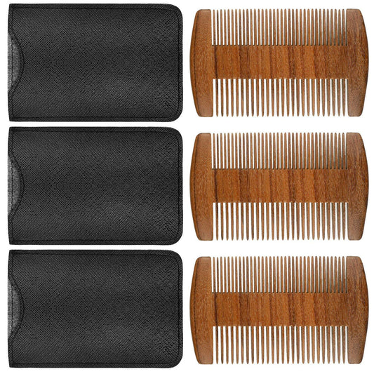 3 Pieces Beard Comb for Men Natural Sandalwood Wooden Mustaches Combs