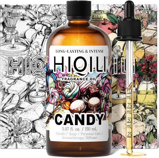 HIQILI Candy Fragrance Oil for Diffusers for Home, Sweet Scent, Perfect for Soap & Candle Making, Long-Lasting - 5.07 Fl Oz