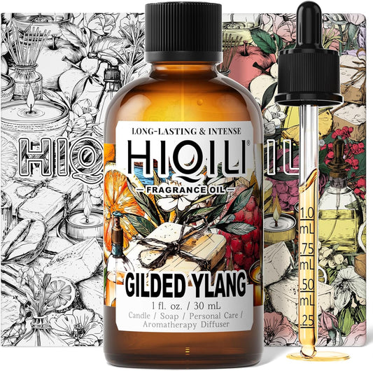 HIQILI Gilded Ylang Fragrance Oil for Making Candle, Inspired by Di's J'Adore, Car Air Freshener, Luxury Scents for DIY Women Perfume - 1 Fl Oz