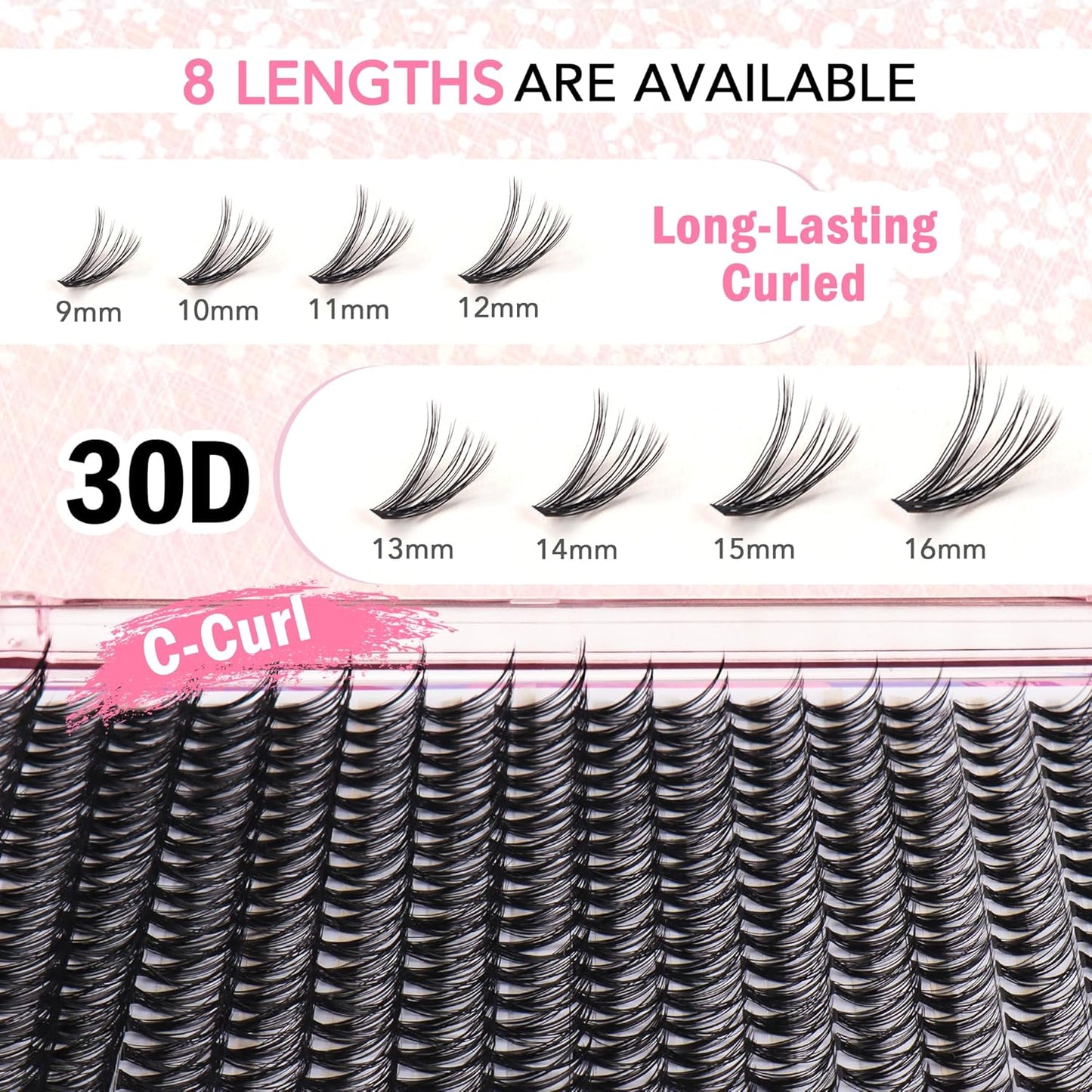 GAQQI Lash Clusters 320Pcs Individual Lashes 30D Mixed 9-16mm Eyelash Clusters C Curl Lash Clusters Look Like Mink Eyelash Extensions Thin Band Soft to Use Self Application(30D-CMIX)