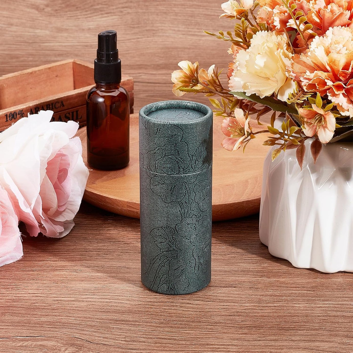 NICENEEDED 10 Pcs Empty Kraft Paper Jar, 30ml Cardboard Boxes, Essential Oil Bottle Packaging Box Round Paper Cardboard Case Gift Tube Container for Pencils Tea Caddy Coffee Cosmetic Crafts