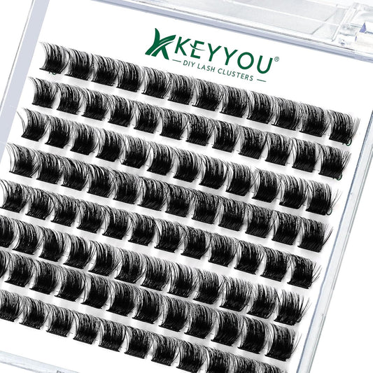 Lash Clusters 96 Pcs Cluster Lashes D Curl 10mm DIY Lash Extensions Eyelash Clusters KEYYOU Volume Wispy Individual Lashes Soft&Comfortable Easy DIY at Home(Y04,D-10mm)