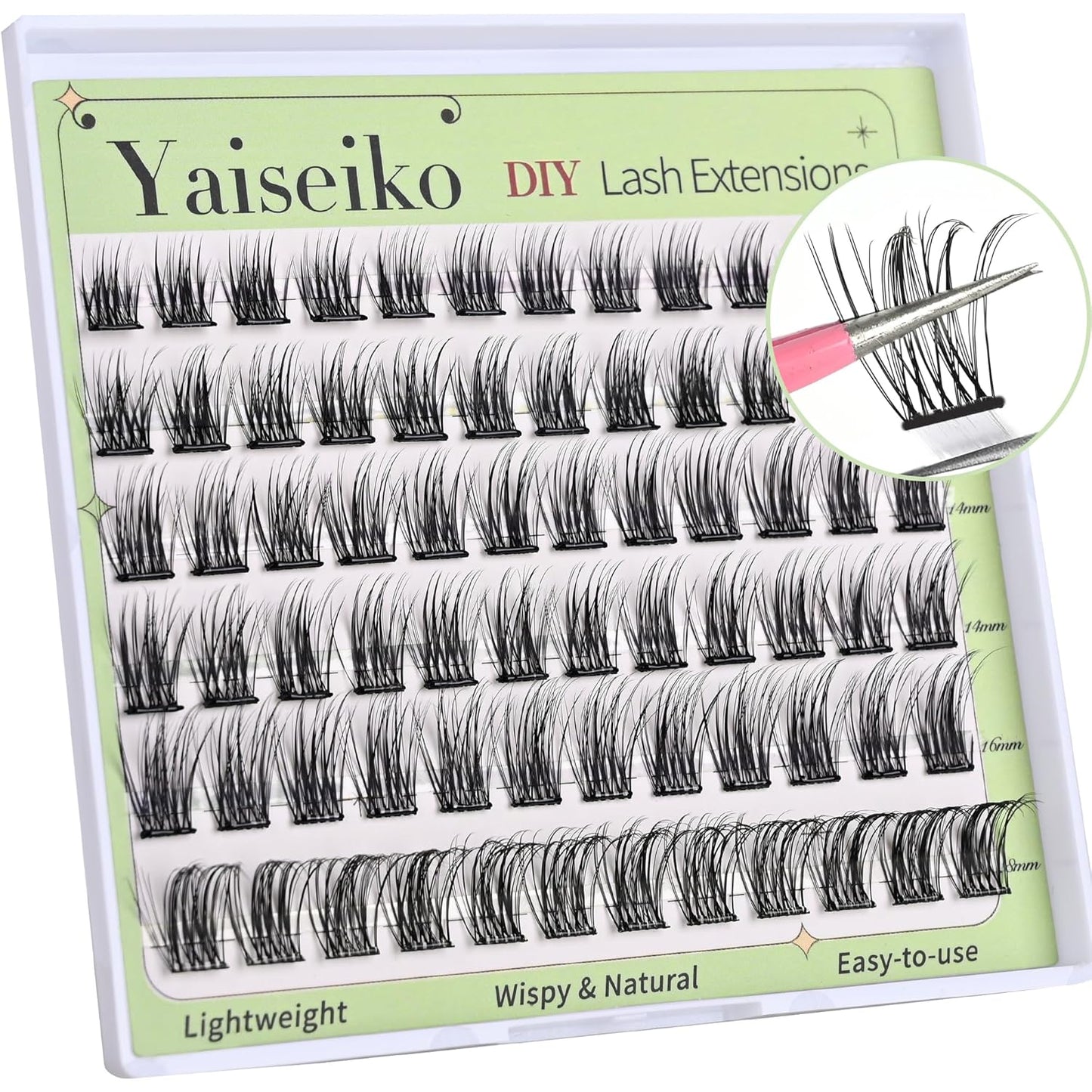 Self Adhesive Eyelash Clusters Press On Lashes, Self Adhesive Eyelashes No Glue Needed Lash Extension Reusable Wispy DIY Eyelash Extensions D curl Pre Glued Cluster Lashes 10-18mm(Y02 72Pcs)