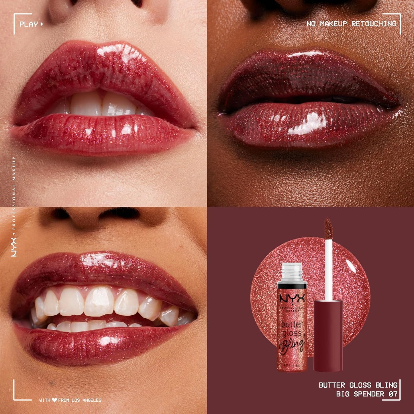 NYX PROFESSIONAL MAKEUP Butter Gloss Bling Lip Gloss, Non Sticky and Shiny Vegan Lip Makeup - Big Spender