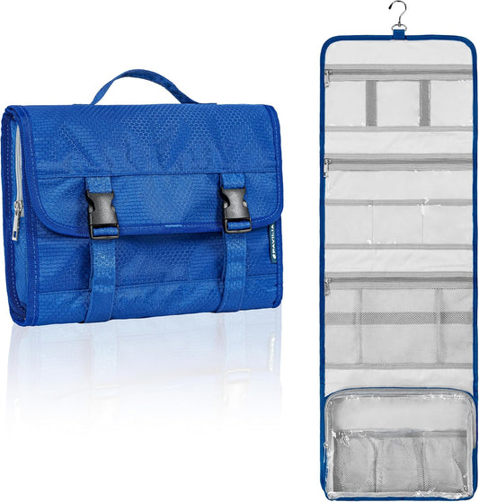 PAVILIA Travel Hanging Toiletry Bag for Women Men, Large Capacity Makeup Bag Kit, Waterproof Cosmetic Storage Organizer Case for Bathroom Shower